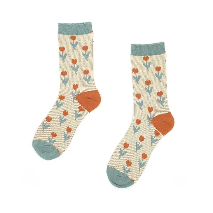 Kvetinové bavlnené ponožky