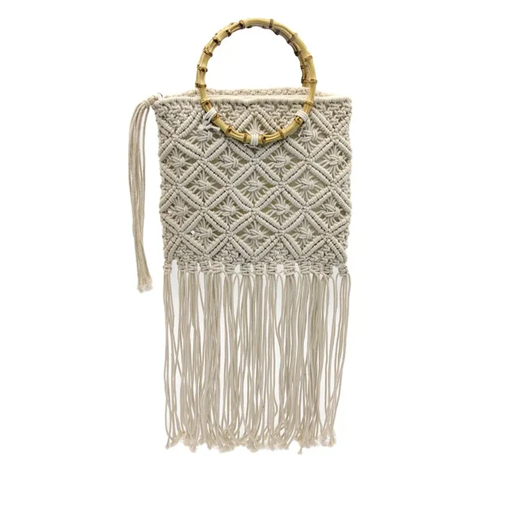 Stredná bambusová háčkovaná taška