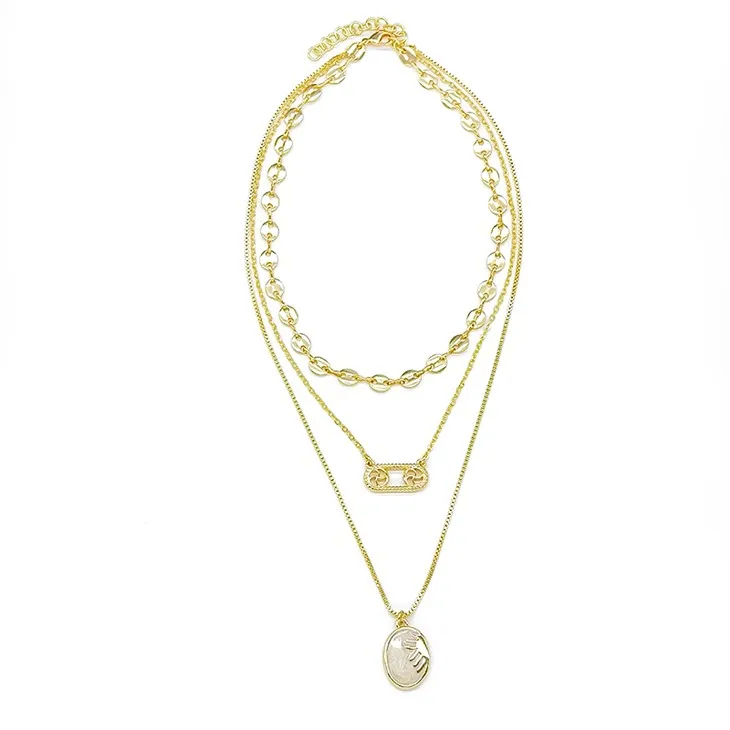 Zlatý zodiac vrstvený náhrdelník