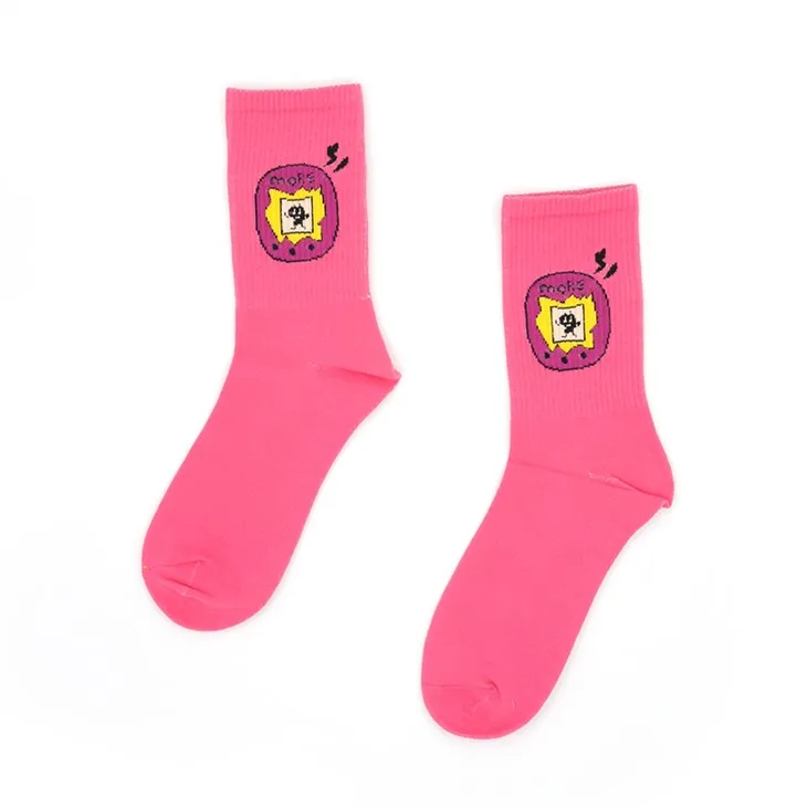 Ružové kreslené ponožky