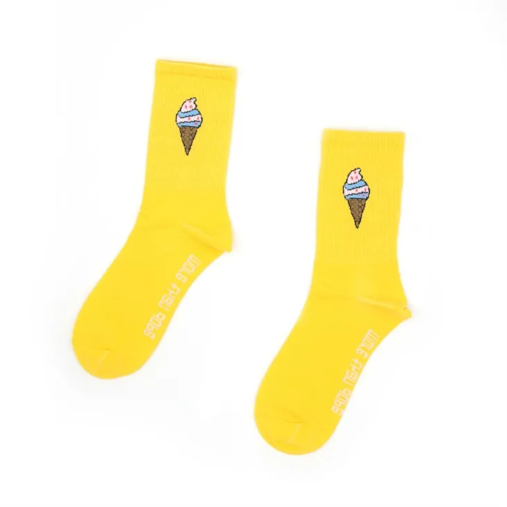 Žlté zmrzlinové bavlnené ponožky